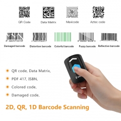 Mini 2D Bluetooth Barcode Scanner, Evnvn Portable QR 1D Bar Code Reader Screen Scanning with 2.4G Wireless, USB Wired to Compatible with Phone, Tablet, PC for Bookstore Warehouse